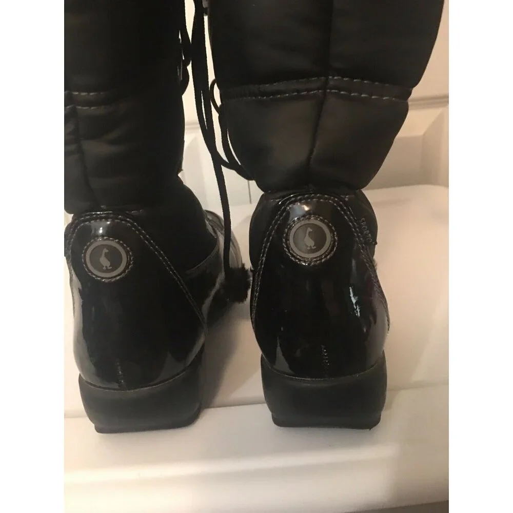 SPORTO BLAKE Womens 7M Tall Insulated Duck Boots Black Rubber Faux Fur‎
